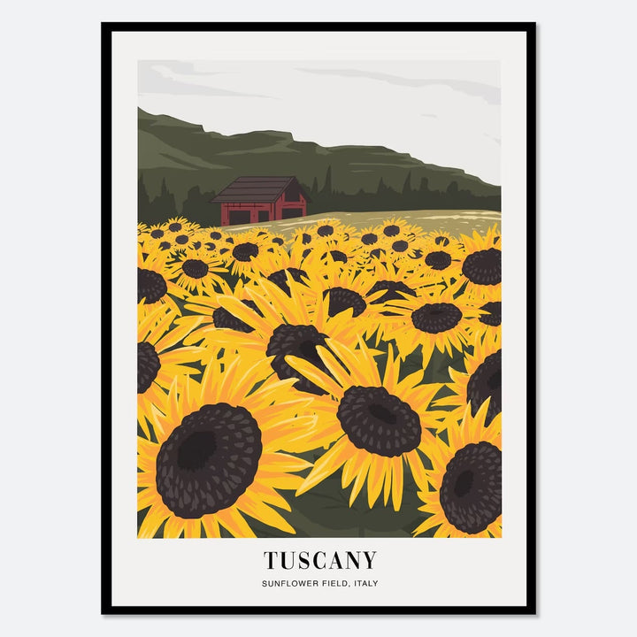 VibeCore Around The World Art Deco Canvas Prints Tuscany: Sunflower Field, Italy