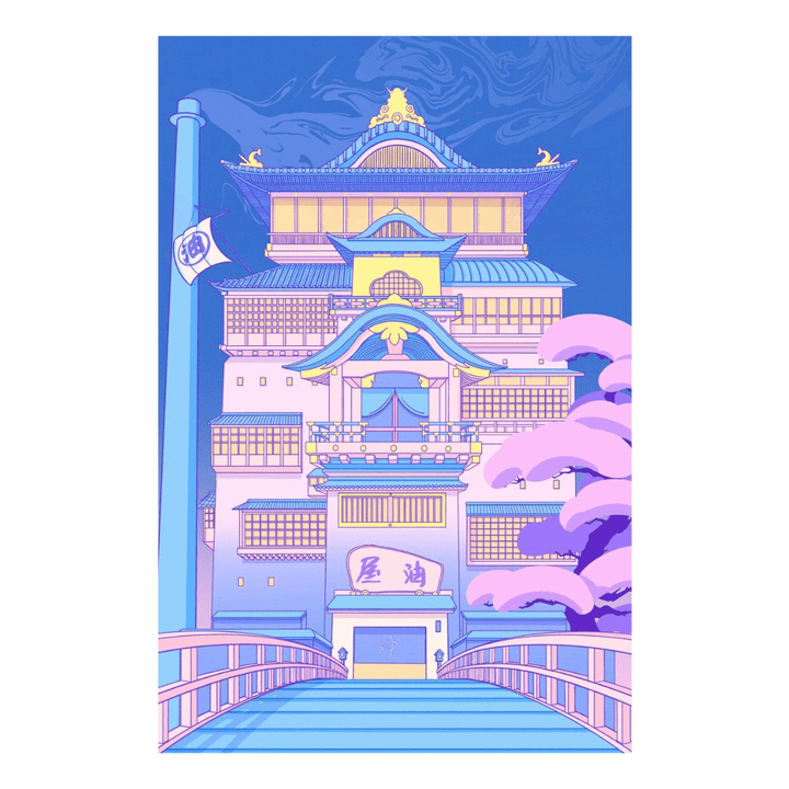 VibeCore Asian Vaporwave Canvas Prints Option G: Asian Architecture