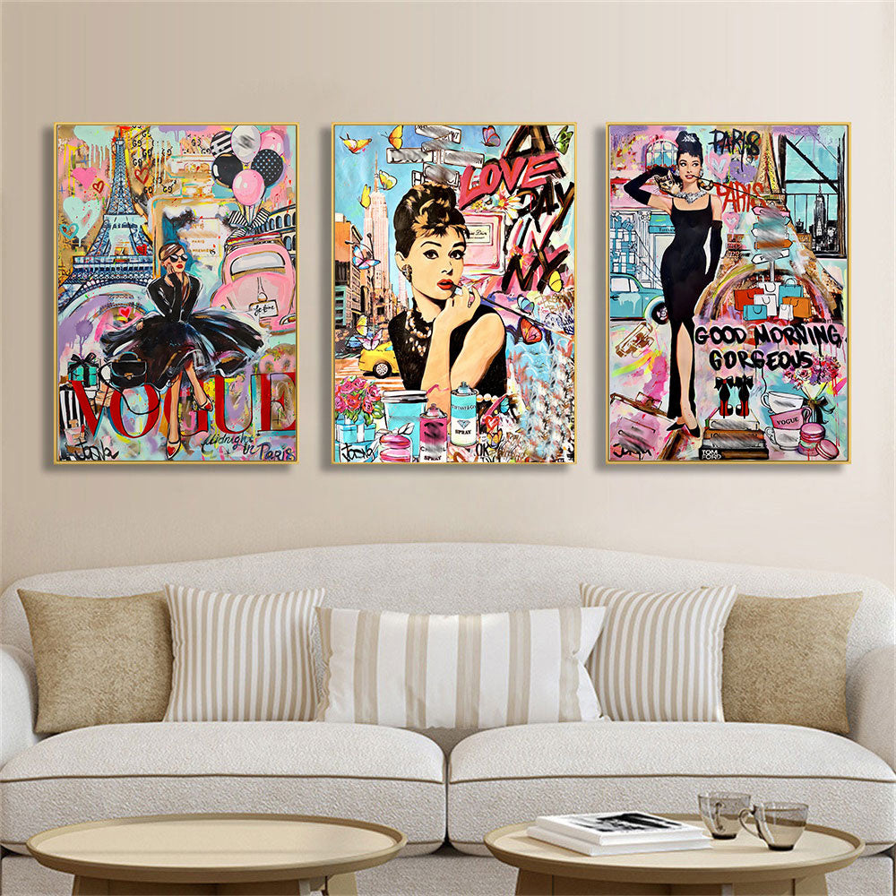VibeCore Audrey Hepburn Graffiti Canvas Prints