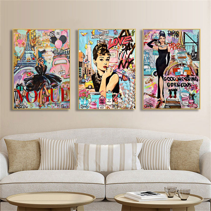 VibeCore Audrey Hepburn Graffiti Canvas Prints