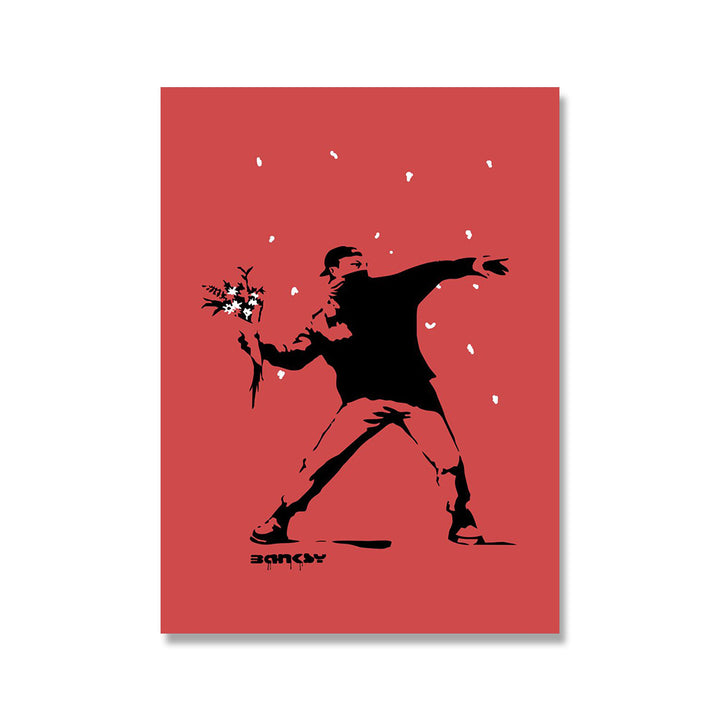 VibeCore Banksy Canvas Prints Option A - Red flower thrower