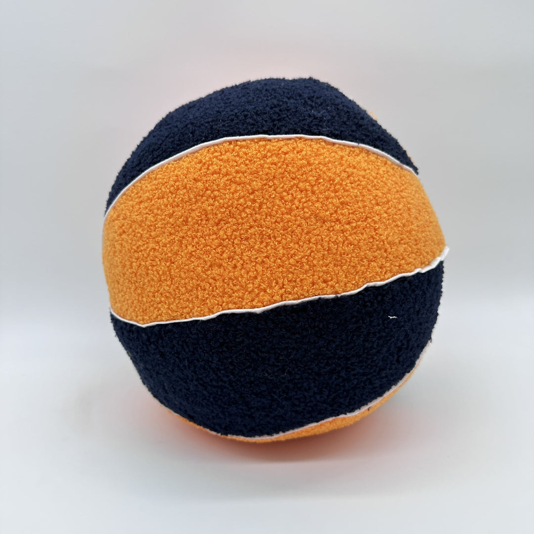 VibeCore Basketball Decorative Pillow - Black and orange top view showcasing its vibrant basketball design, ideal for adding a bold and sporty accent to any space.