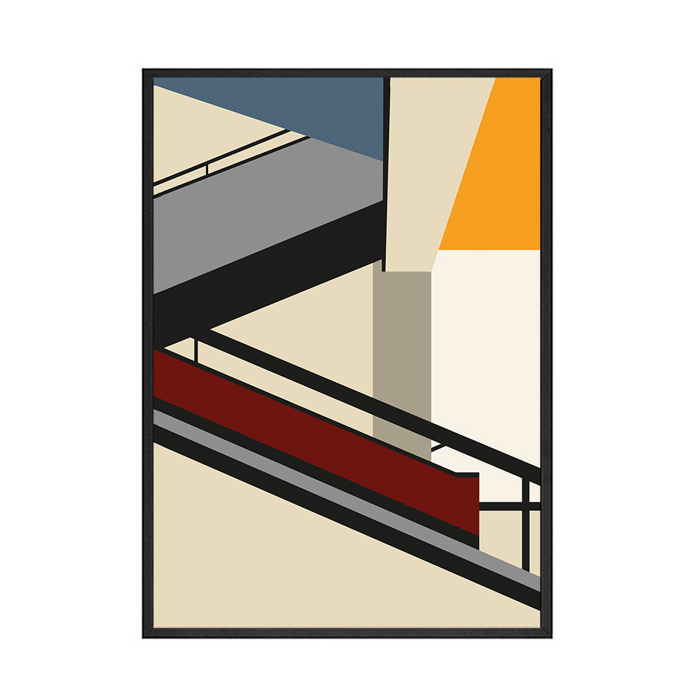 VibeCore Bauhaus Geometric Canvas Prints Option F Geometric Stairwell