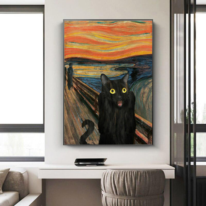 VibeCore Black Cat Portrait Canvas Print