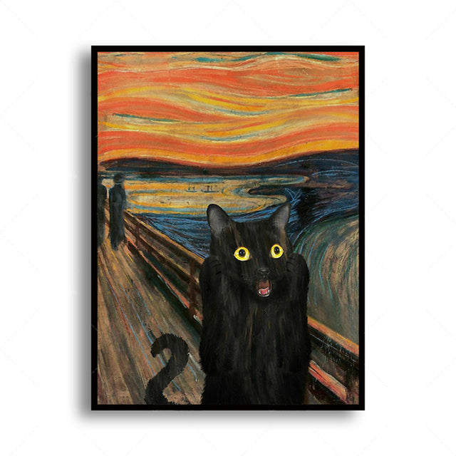 VibeCore Black Cat Portrait Canvas Print Product View