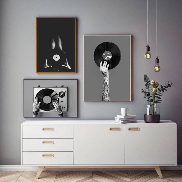 VibeCore Black & White Vinyl Canvas Prints