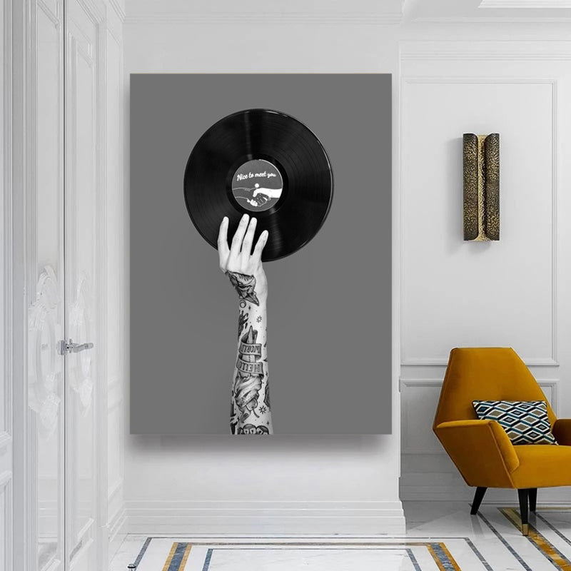 VibeCore Black & White Vinyl Canvas Prints Option A Framed