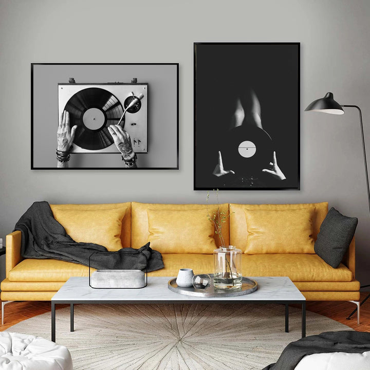 VibeCore Black & White Vinyl Canvas Prints Option B and C Framed