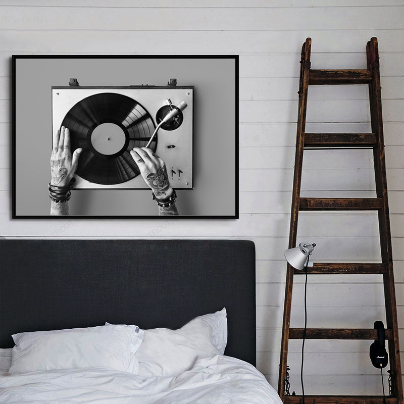 VibeCore Black & White Vinyl Canvas Prints Option C Framed