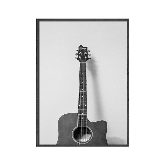 VibeCore Black & White Vinyl Canvas Prints Option E: Black and white guitar
