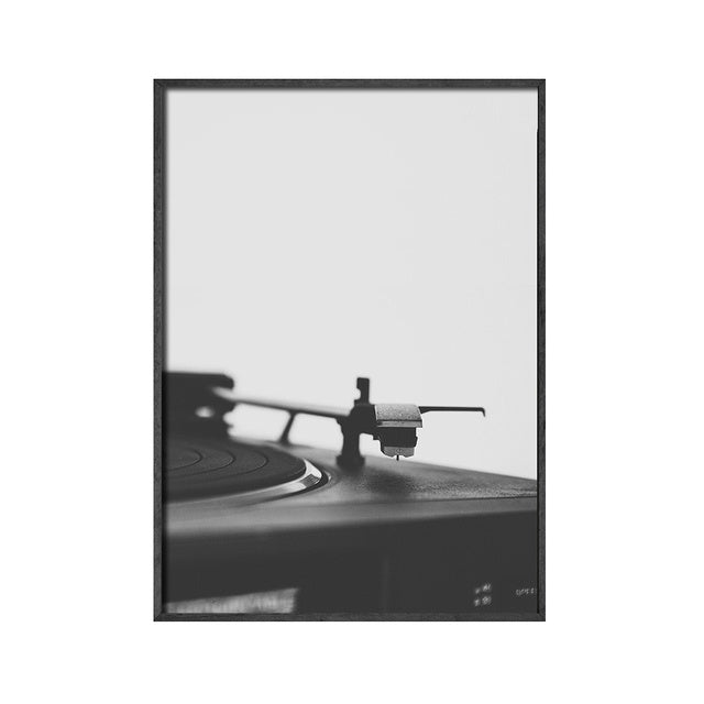 VibeCore Black & White Vinyl Canvas Prints Option F: Black and white close up of vinyl needle