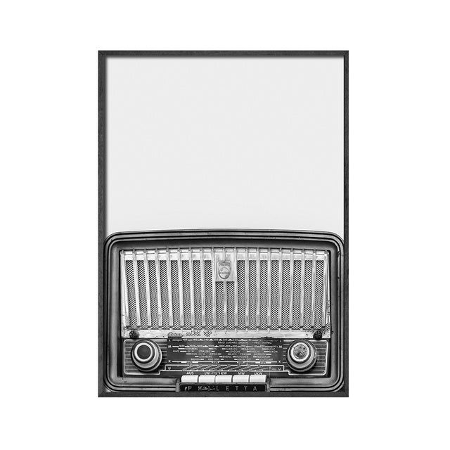 VibeCore Black & White Vinyl Canvas Prints Option G: Black and white oldschool radio