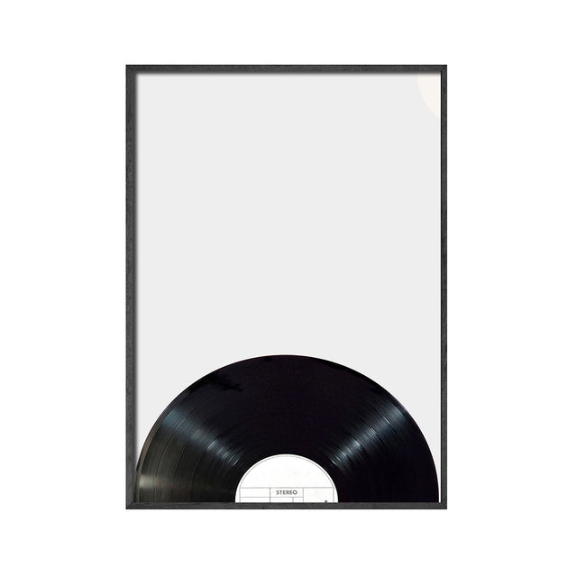 VibeCore Black & White Vinyl Canvas Prints Option H: Vinyl record on the bottom of the print