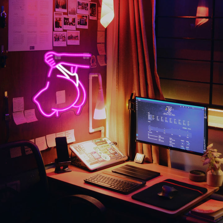 VibeCore Booty Neon Light On Desk Setup Wall