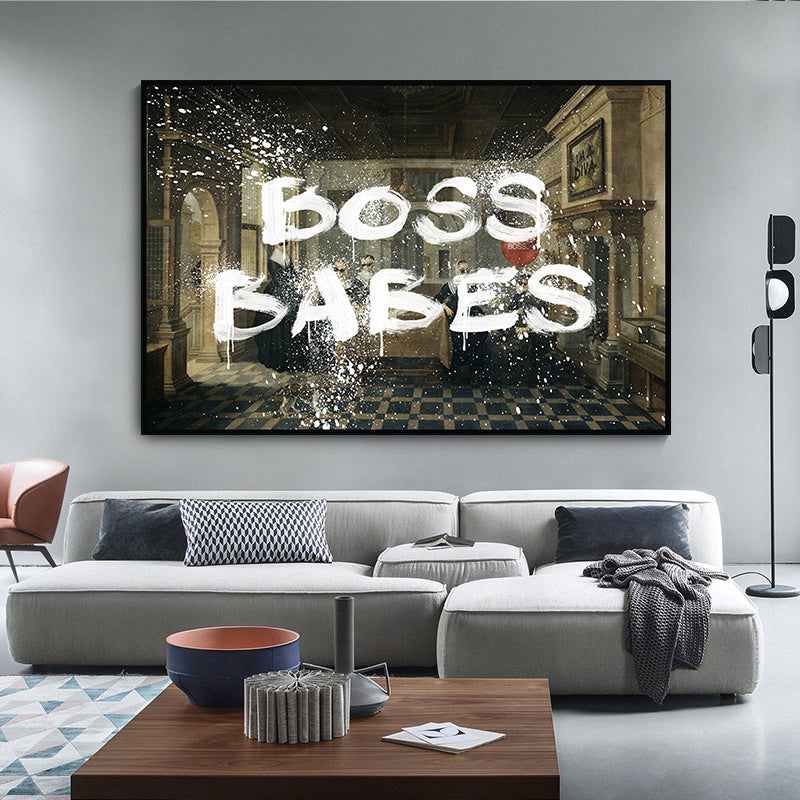 VibeCore Boss Babes Canvas Print On Wall Above Couch