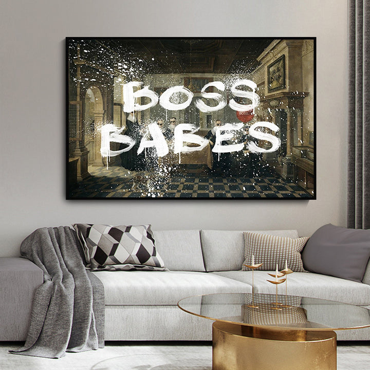 VibeCore Boss Babes Canvas Print On Wall In Living Room