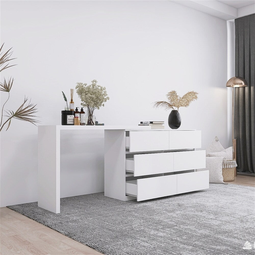 VibeCore CELESTIA Rotating Desktop Vanity Side View Drawers Open