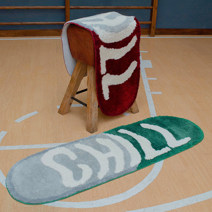 VibeCore Chill Pill Accent Rug in red and green, featuring a sleek pill shape and modern design, perfect for adding a cool touch to any room.