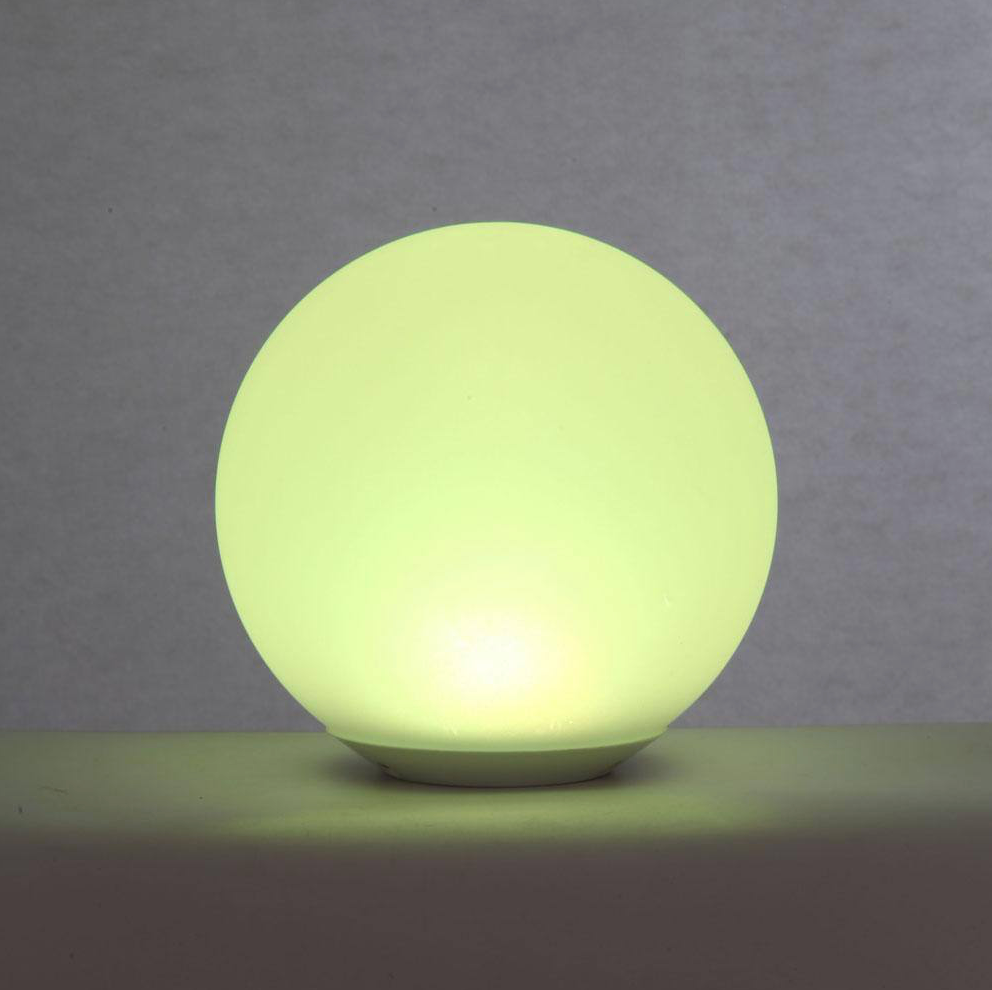 VibeCore Color-Changing LED Glow Ball in yellow, radiating a warm and vibrant glow to enhance any room with customizable lighting effects.