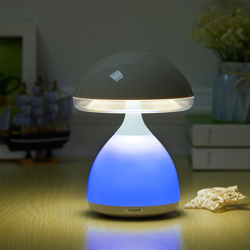 VibeCore Color Changing LED Mushroom Lamp in blue, showcasing vibrant lighting with adjustable brightness and a playful mushroom design, perfect for creating a cozy, mood-boosting atmosphere.