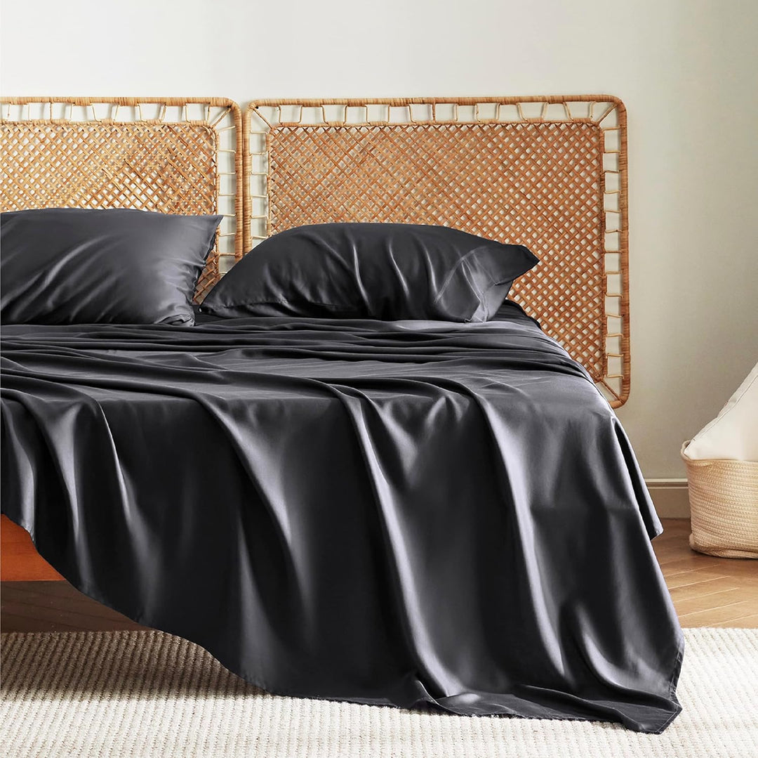VibeCore Cooling Organic Bamboo Fiber Bed Sheet Set Black