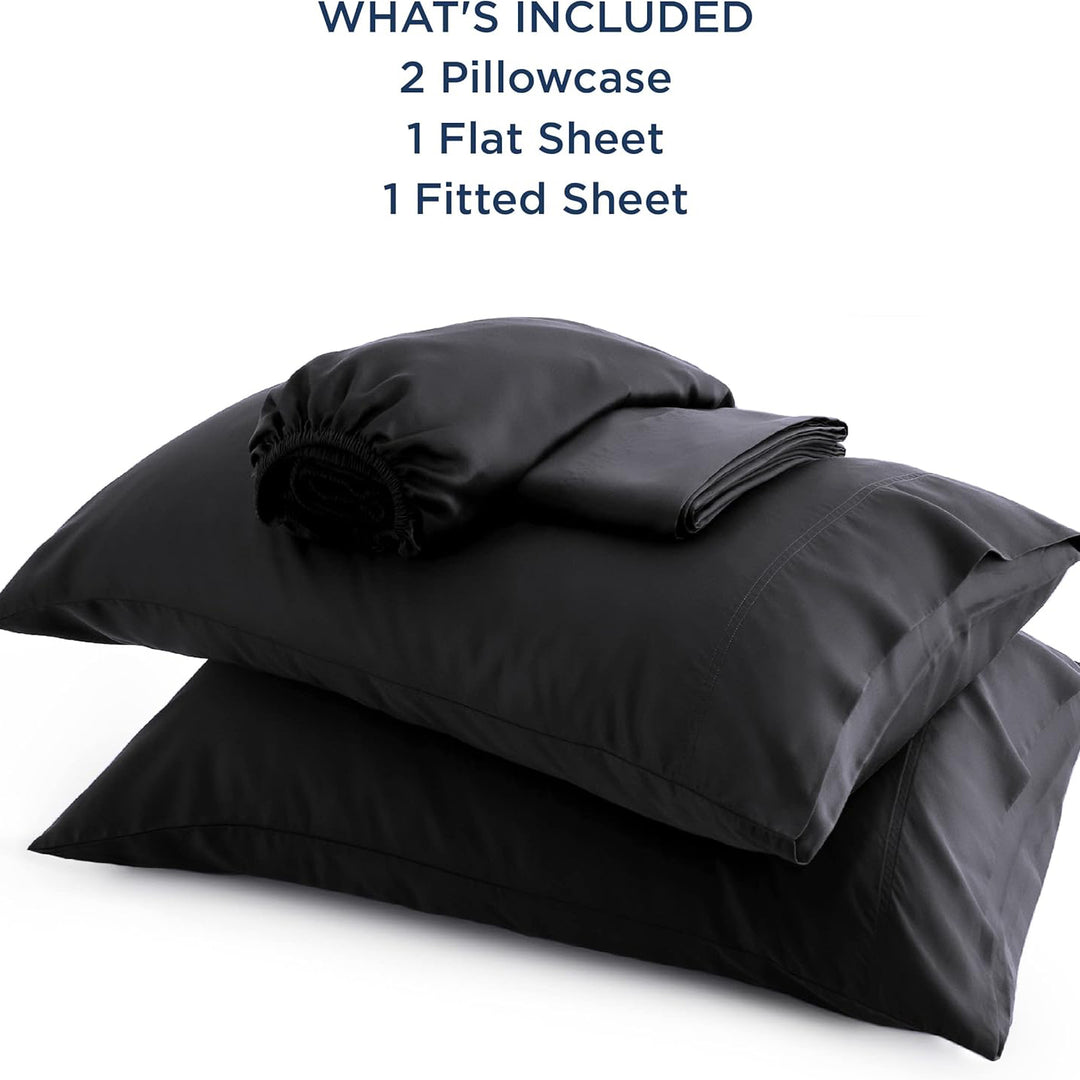 VibeCore Cooling Organic Bamboo Fiber Bed Sheet Set Black What's Included