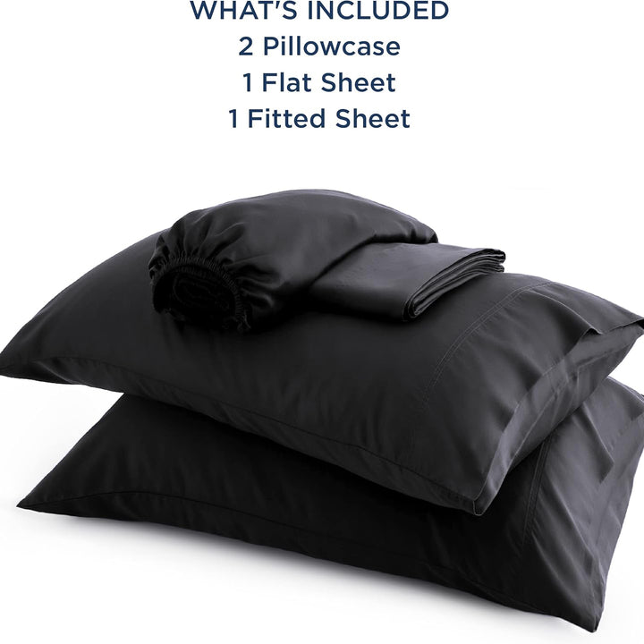 VibeCore Cooling Organic Bamboo Fiber Bed Sheet Set Black What's Included