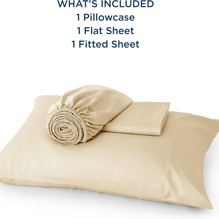 VibeCore Cooling Organic Bamboo Fiber Bed Sheet Set Cream What's Included