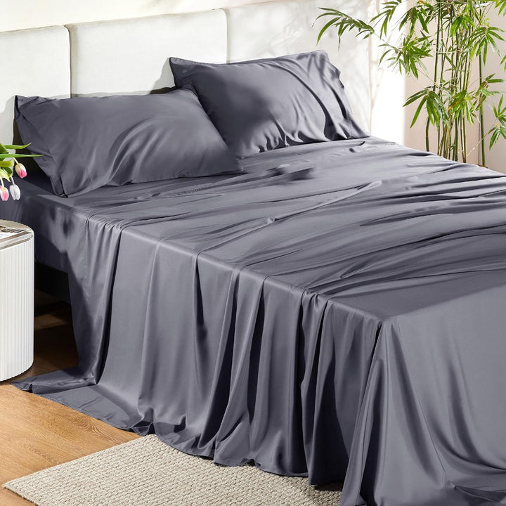VibeCore Cooling Organic Bamboo Fiber Bed Sheet Set Dark Gray