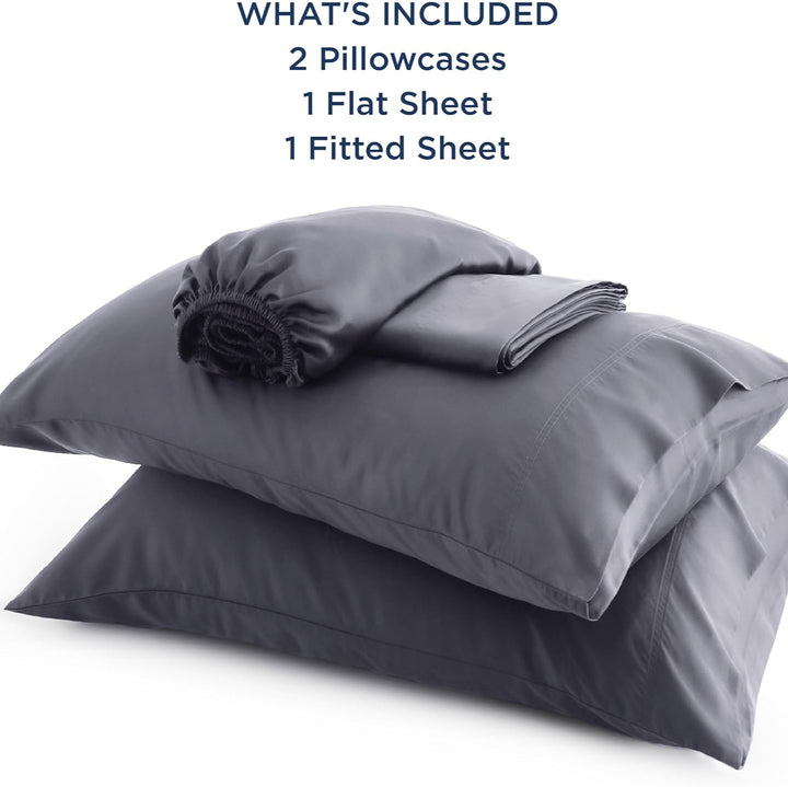 VibeCore Cooling Organic Bamboo Fiber Bed Sheet Set Dark Gray What's Included
