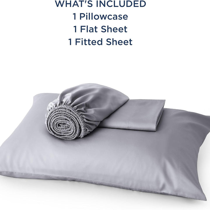 VibeCore Cooling Organic Bamboo Fiber Bed Sheet Set Light Gray What's Included