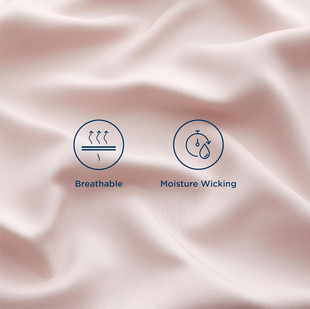 VibeCore Cooling Organic Bamboo Fiber Bed Sheet Set Light Pink Material Close Up