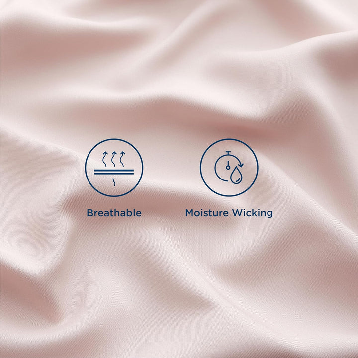 VibeCore Cooling Organic Bamboo Fiber Bed Sheet Set Light Pink Material Close Up