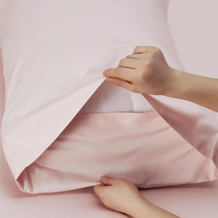 VibeCore Cooling Organic Bamboo Fiber Bed Sheet Set Light Pink Pillowcase