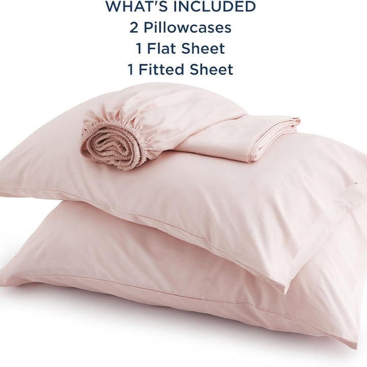 VibeCore Cooling Organic Bamboo Fiber Bed Sheet Set Light Pink What's Included