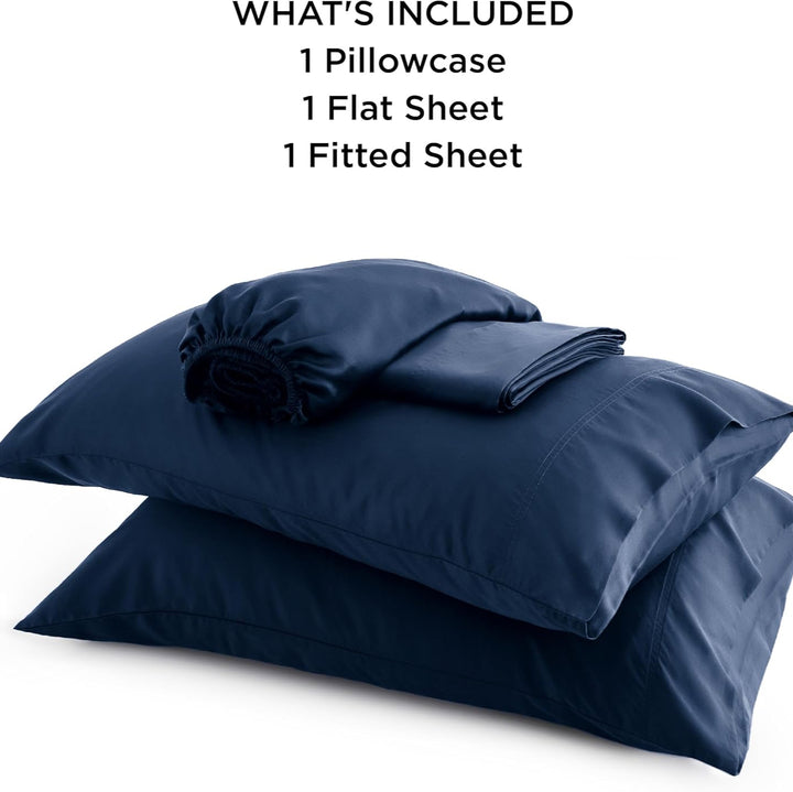 VibeCore Cooling Organic Bamboo Fiber Bed Sheet Set Navy What's Included
