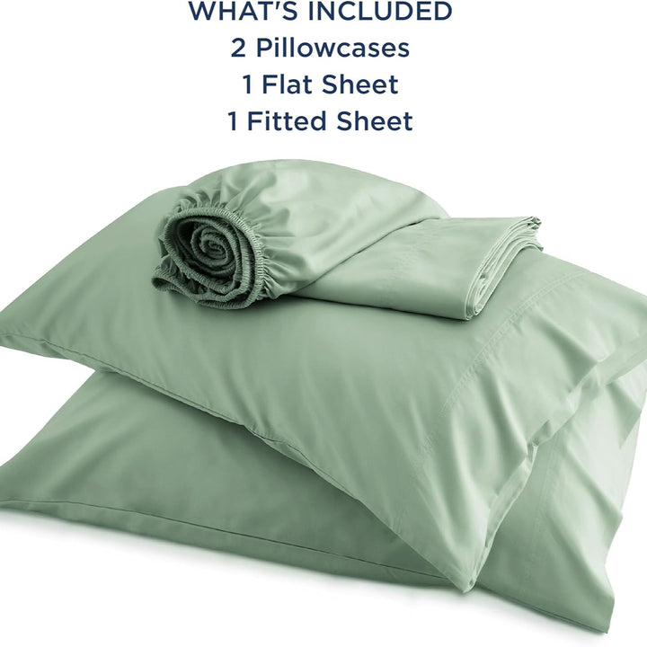 VibeCore Cooling Organic Bamboo Fiber Bed Sheet Set Pastel Green What's Included