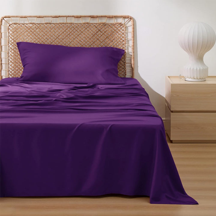 VibeCore Cooling Organic Bamboo Fiber Bed Sheet Set Purple