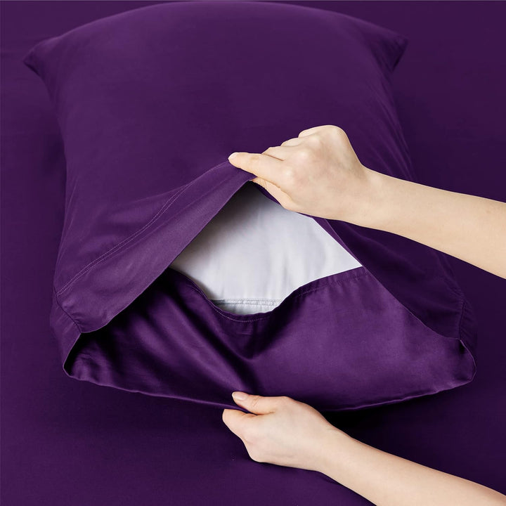 VibeCore Cooling Organic Bamboo Fiber Bed Sheet Set Purple Pillowcase