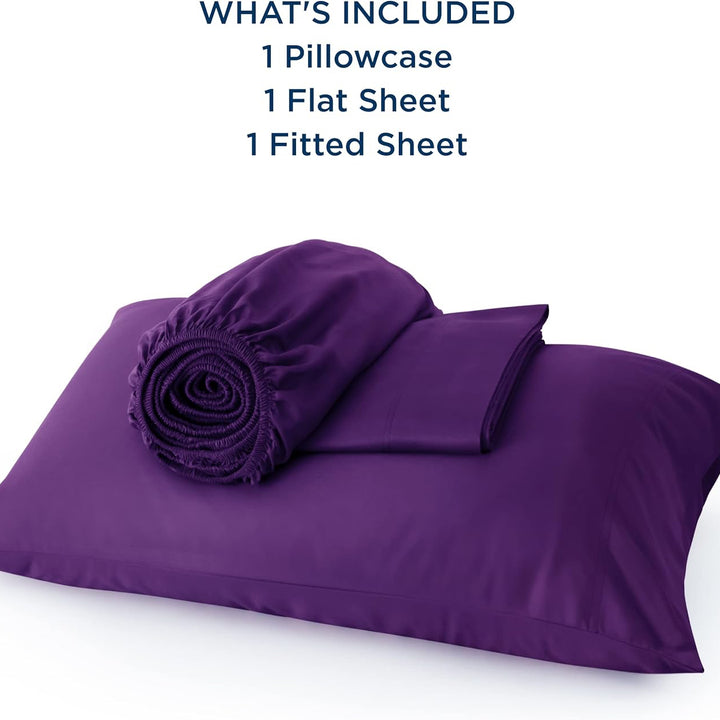 VibeCore Cooling Organic Bamboo Fiber Bed Sheet Set Purple What's Included
