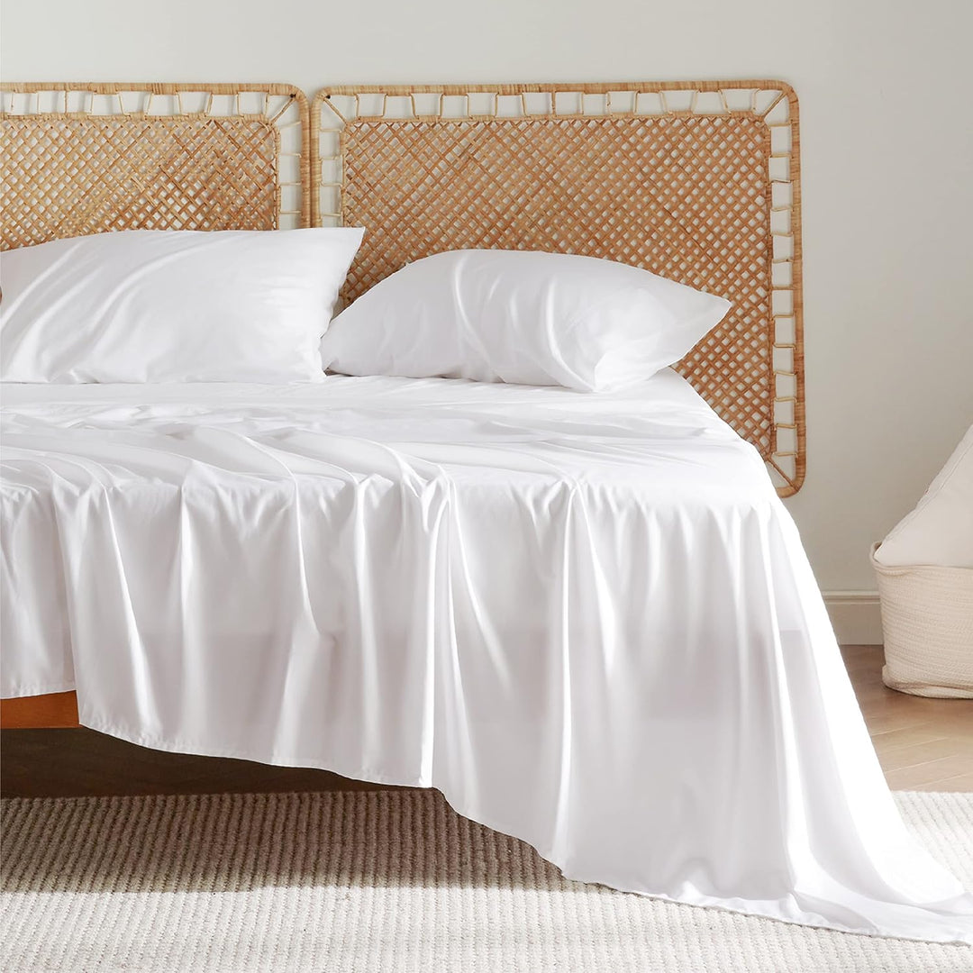 VibeCore Cooling Organic Bamboo Fiber Bed Sheet Set White