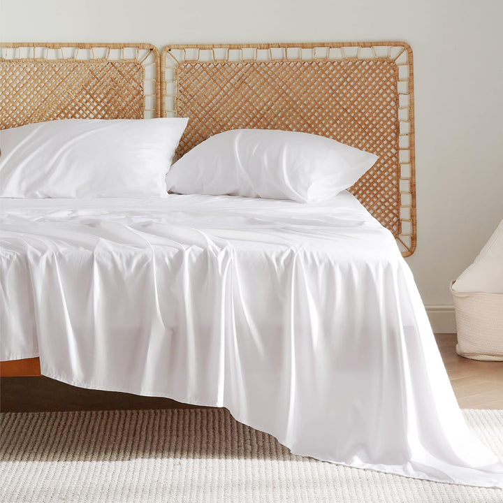 VibeCore Cooling Organic Bamboo Fiber Bed Sheet Set White