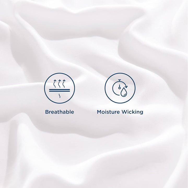 VibeCore Cooling Organic Bamboo Fiber Bed Sheet Set White Material Close Up