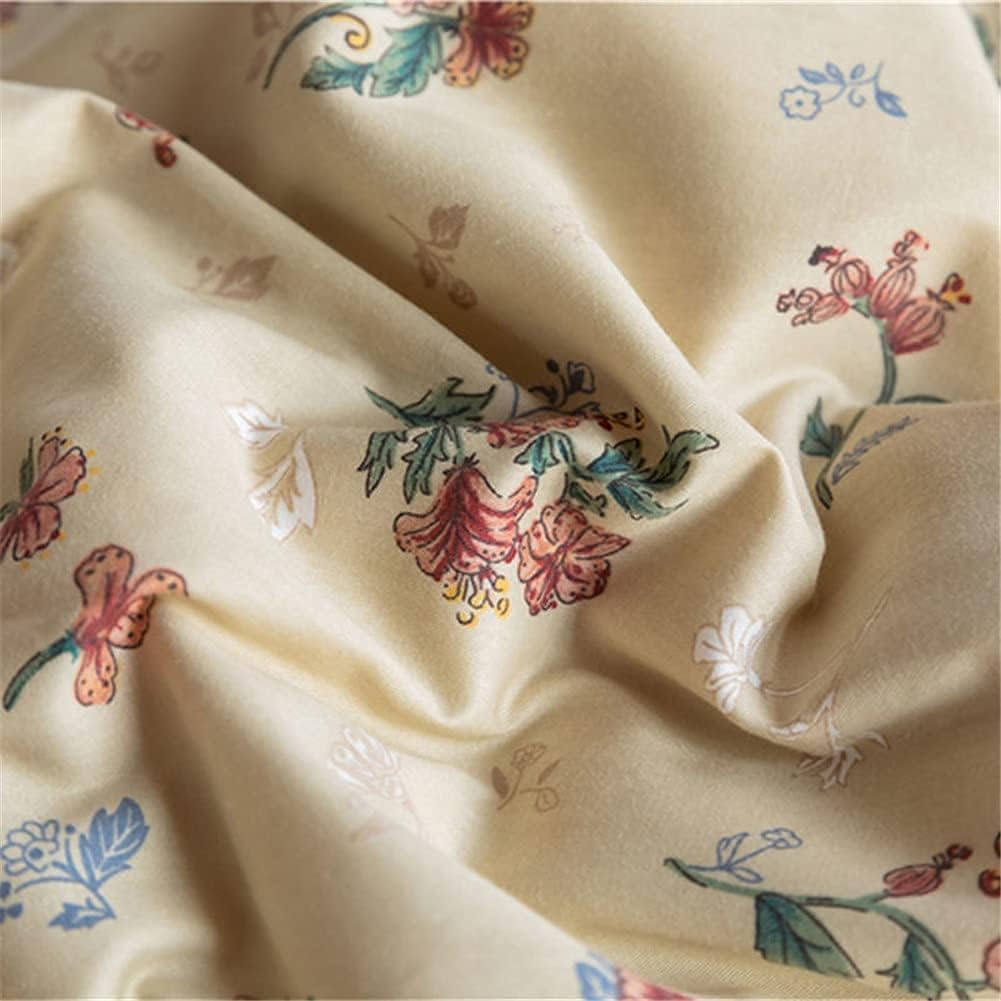 Close-up of the VibeCore Cottagecore Vintage Floral Duvet Cover Set, highlighting the intricate floral pattern and soft fabric material. The vintage-inspired design adds a rustic charm to your bedroom decor, perfect for cottagecore enthusiasts.