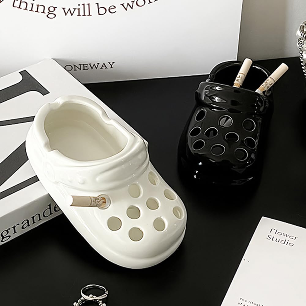 VibeCore Crocs Ashtray Black and White Close Up