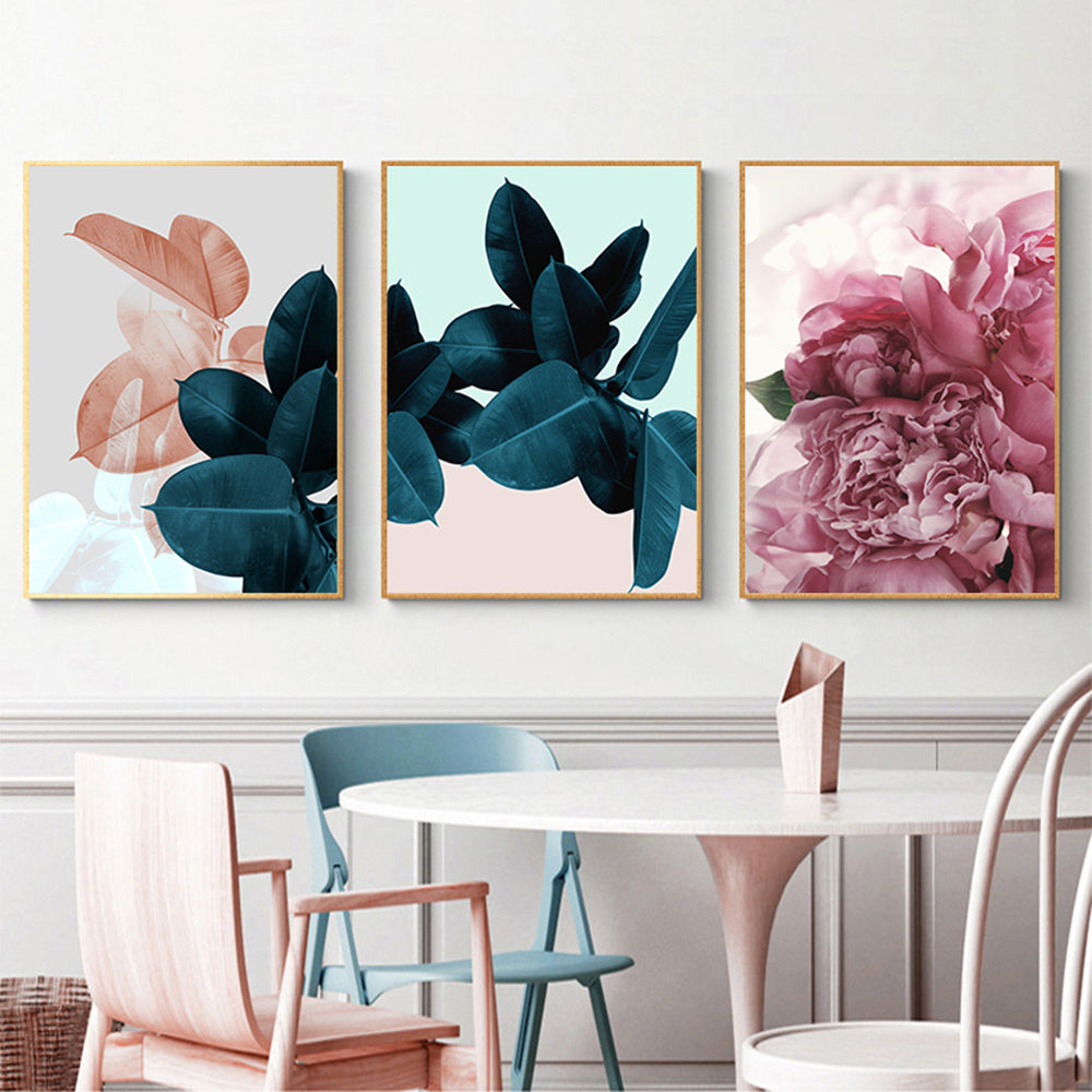 VibeCore Digital Surreal Flower Canvas Prints All 3 Framed