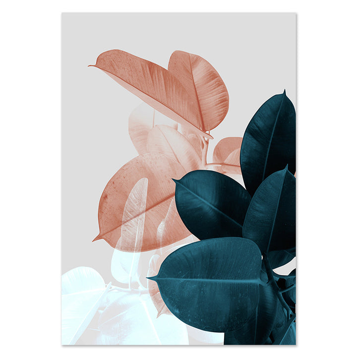 VibeCore Digital Surreal Flower Canvas Prints Option A: Pink and navy leaves