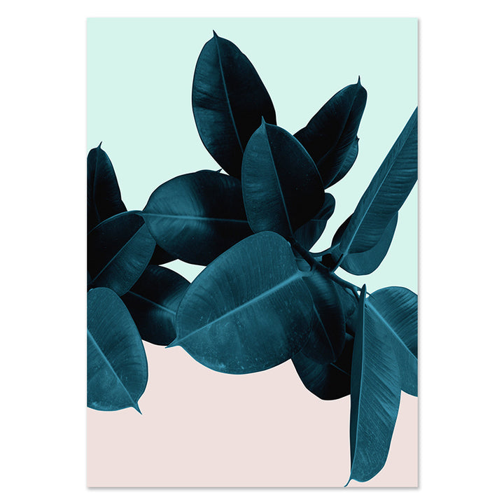 VibeCore Digital Surreal Flower Canvas Prints Option C: Navy leaves with blue and pink background