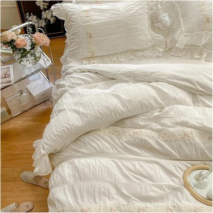VibeCore Dream Drape Ruched Duvet Cover Set Aerial View