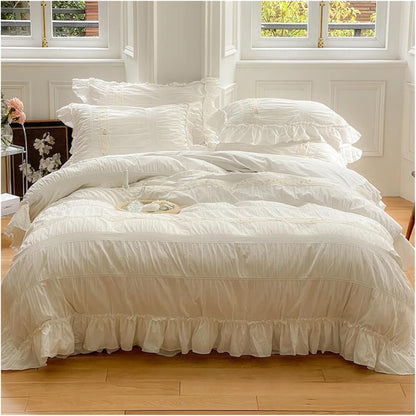 VibeCore Dream Drape Ruched Duvet Cover Set Front View
